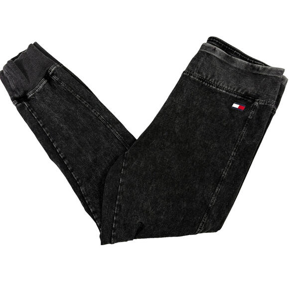Tommy Hilfiger Pants - Tommy Hilfiger Womens Black Acid Wash Leggings Large Y2K 90s Grunge Stretch